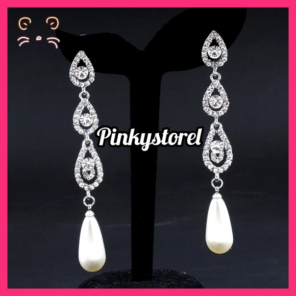 Jewelry - Crystal Pearl Bridal Earrings